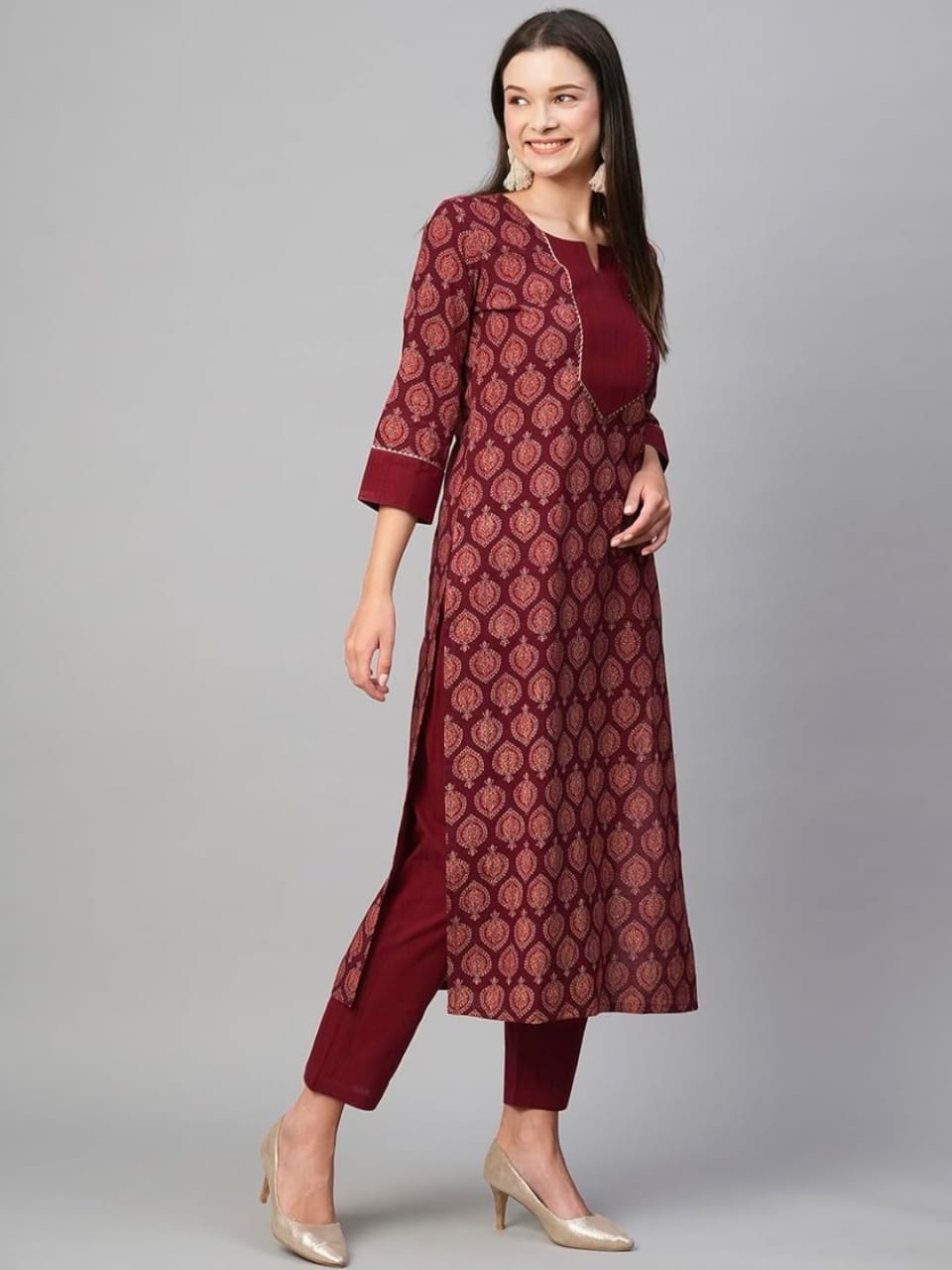 Shamal Printed Cotton Blend Kurti With Bottom Catalog